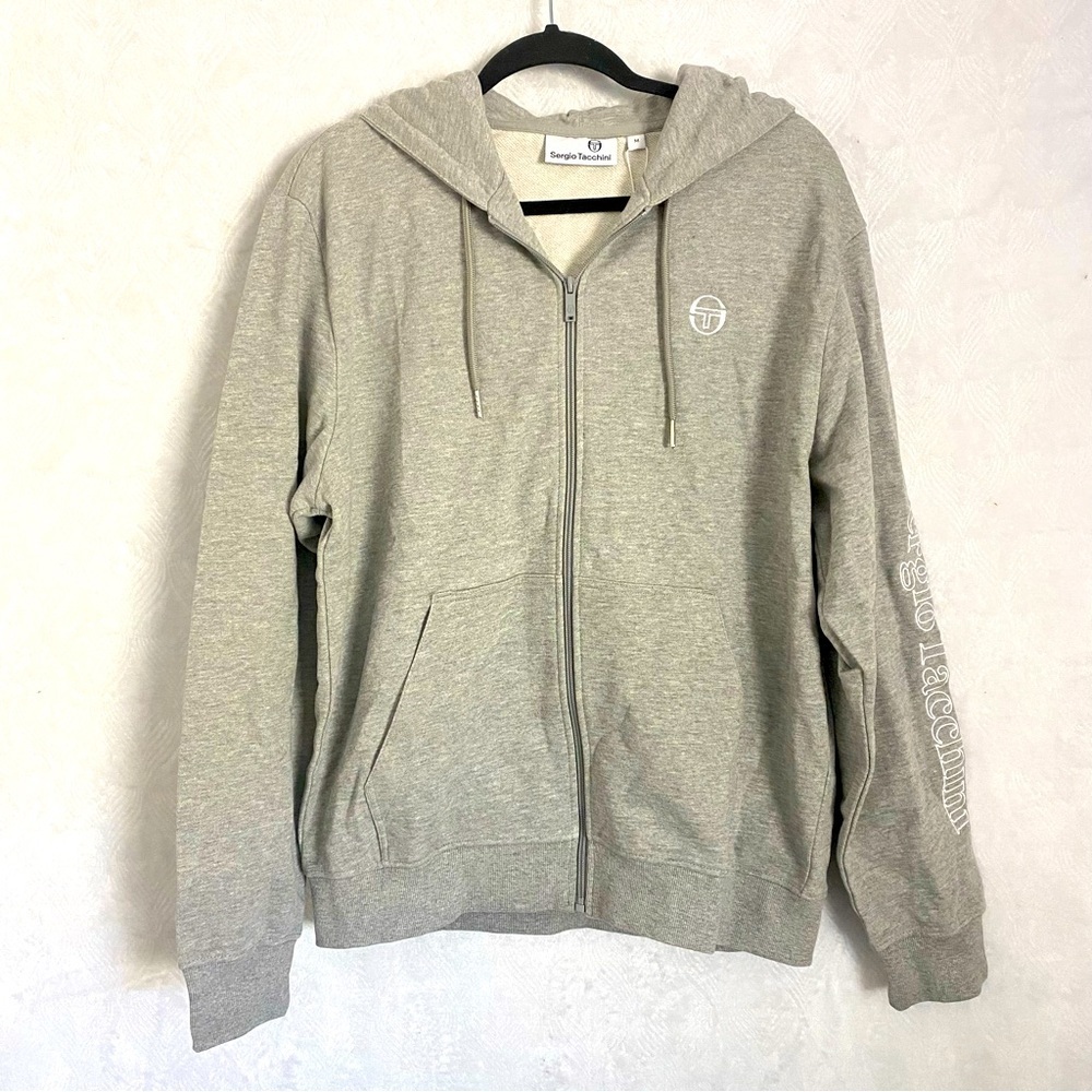 Sergio Tacchini NWT Serif Logo Zip Up Hoodie Heather Grey Men’s Medium‎